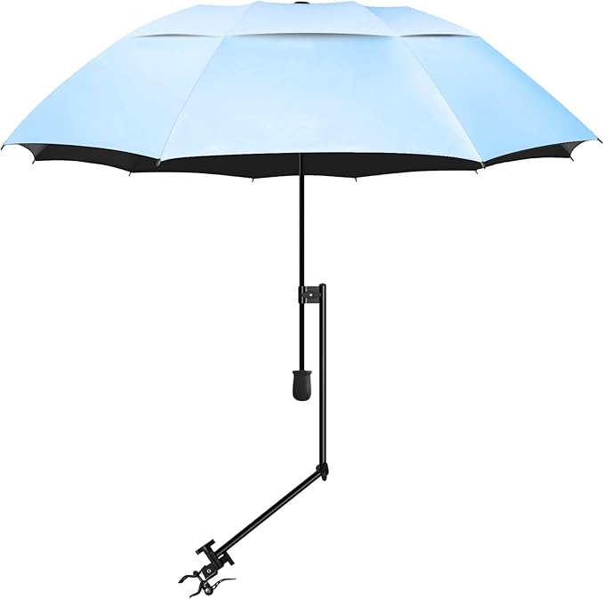 UPF 50+ Beach Umbrella with Adjustable Universal Clamp