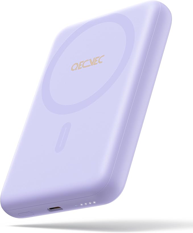 Magsafe Portable Charger, Ultra-Slim 10,000mAh Magnetic Wireless Portable Charger, PD 20W Fast Charging Power Bank, Magsafe-Compatible Battery Pack for iPhone Series (Purple)