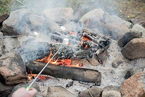 MalloMe Smores Sticks for Fire Pit Long - Marshmallow Roasting Sticks Smores Kit - Smore Skewers Hot Dog Fork Campfire Cooking Equipment, Camping Essentials S'mores Gear Outdoor Accessories 32" 5 Pack