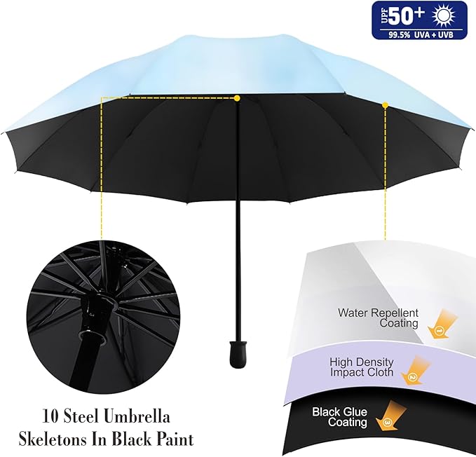 UPF 50+ Beach Umbrella with Adjustable Universal Clamp