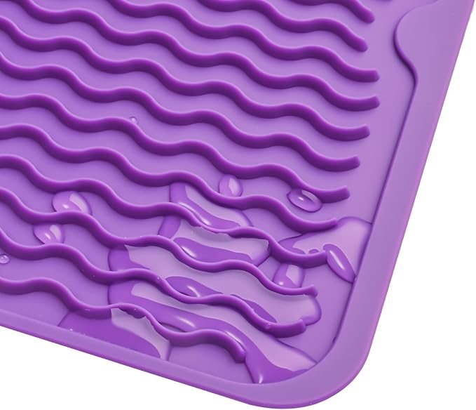 Silicone Dish Drying Mat for Multiple Usage,Easy clean,Eco-friendly,Heat-resistant Silicone Mat for Kitchen Counter or Sink,Refrigerator or Drawer liner Purple M 12 inches x 12 inches