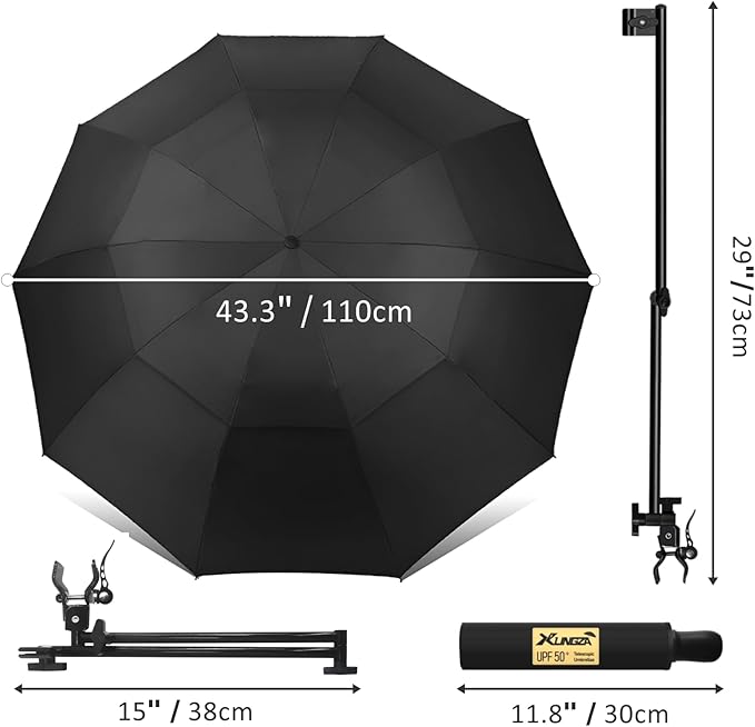 UPF 50+ Beach Umbrella with Adjustable Universal Clamp