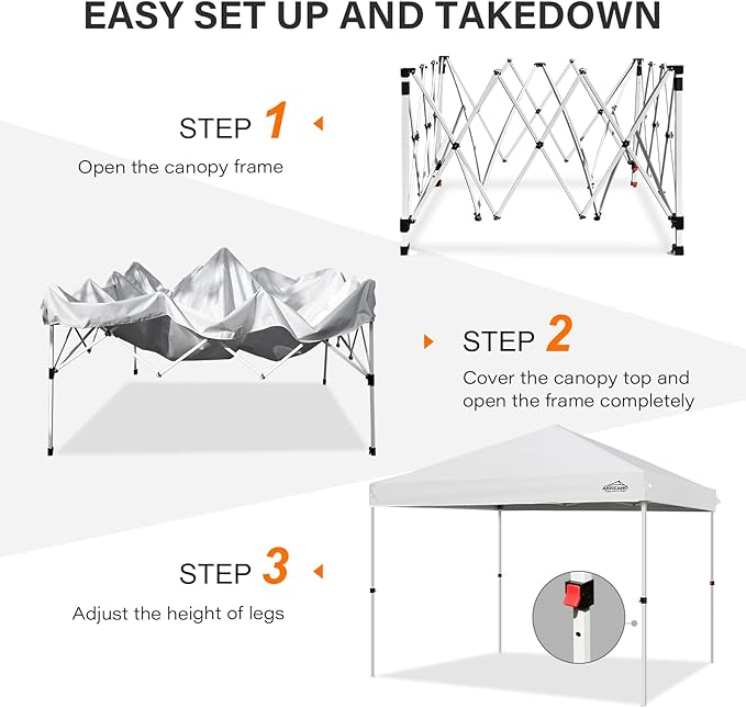 Pop up Canopy Tent,10x10 Instant Outdoor Canopy for Parties with Wheeled Bag,White