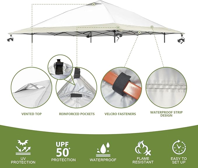 13x13 Canopy Replacement Top Cover,Single Tier Waterproof Instant Canopy Vented Top,Silver Coated Oxford Pop Up Canopy Replacement Cover for Outdoor Garden Camping(Top Only,396 * 396cm