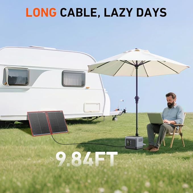 DOKIO 100W Portable Foldable Solar Panel Kit (21x28in, 5.9lb), with Separate Controller and Dual USB, Monocrystalline Charger for 12V Batteries & Power Stations, RV Camping Trailer Emergency Backup