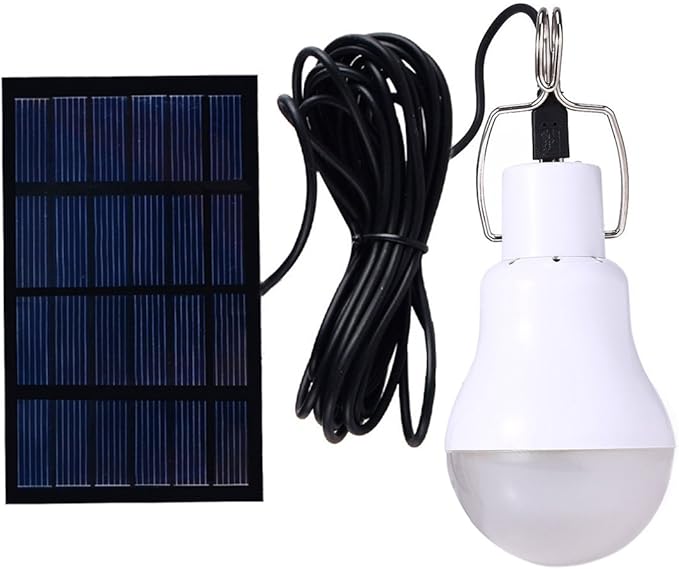 Solar Powered Lamp Portable Led Bulb Lights Solar Energy Panel Led Lighting for Camp Tent Night Fishing Emergency Lights Flash 350LM(Pack of 1)