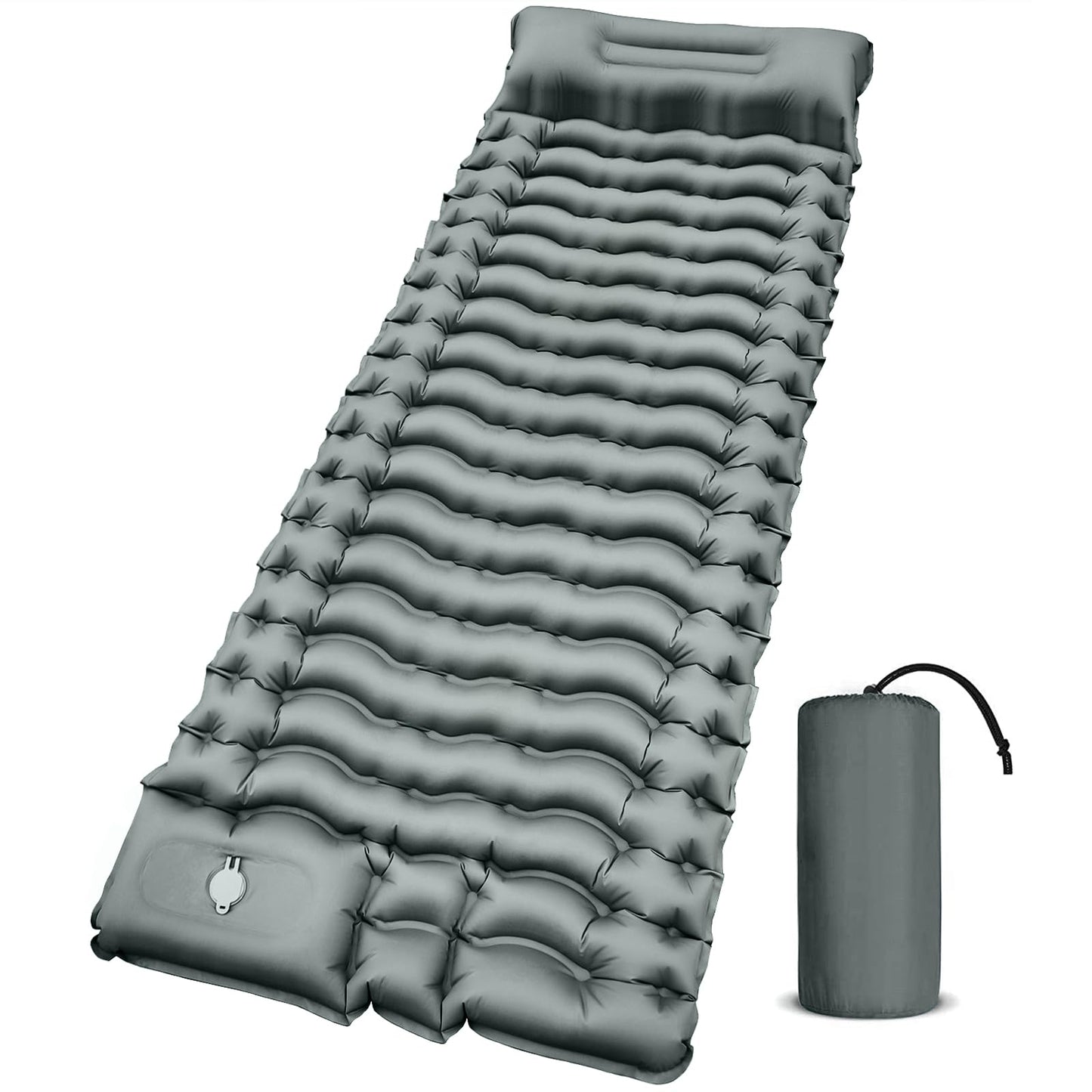 Camping Sleeping Pad, Ultralight Camping Mat with Pillow Built-in Foot Pump Inflatable Sleeping Pads Compact for Camping Backpacking Hiking Traveling - Orange