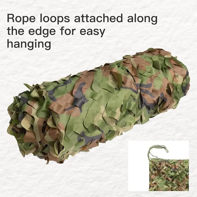 LOOGU Custom Woodland Camo Netting Camping Military Hunting Camouflage Net 6.5 x 10ft, 6.5 x 26ft, 10 x 10ft, 10 x 13ft, 10 x 16.5ft, 13 x 16.5ft, 16.5 x 20ft, 20 x 20ft