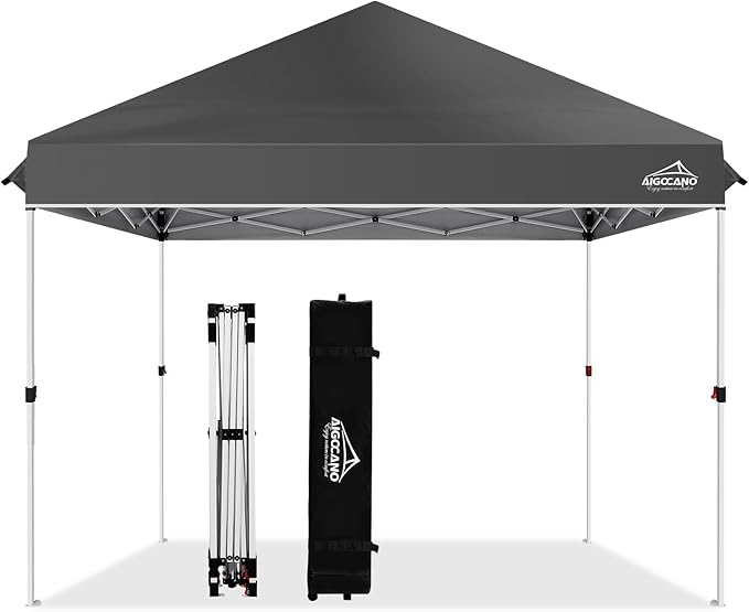 Pop up Canopy Tent,10x10 Instant Outdoor Canopy for Parties with Wheeled Bag(Grey)