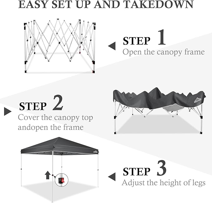 Pop up Canopy Tent,10x10 Instant Outdoor Canopy for Parties with Wheeled Bag(Grey)