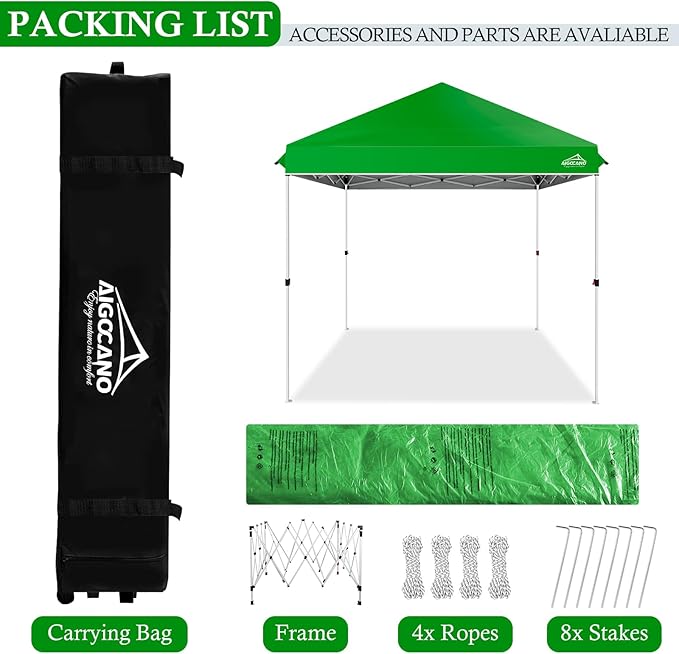 Pop up Canopy Tent,10x10 Instant Outdoor Canopy for Parties with Wheeled Bag(Green)