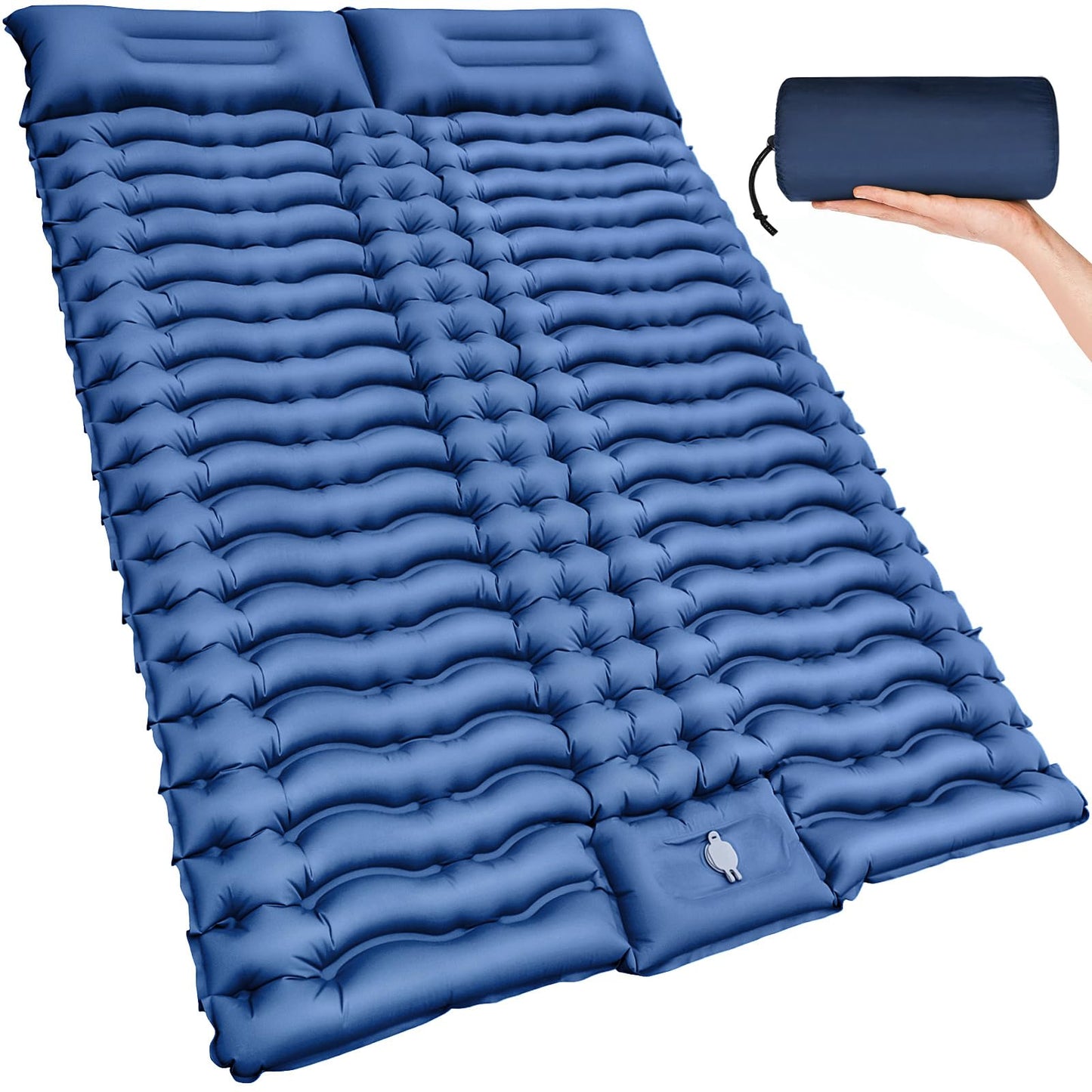 Camping Sleeping Pad, Ultralight Camping Mat with Pillow Built-in Foot Pump Inflatable Sleeping Pads Compact for Camping Backpacking Hiking Traveling - Orange
