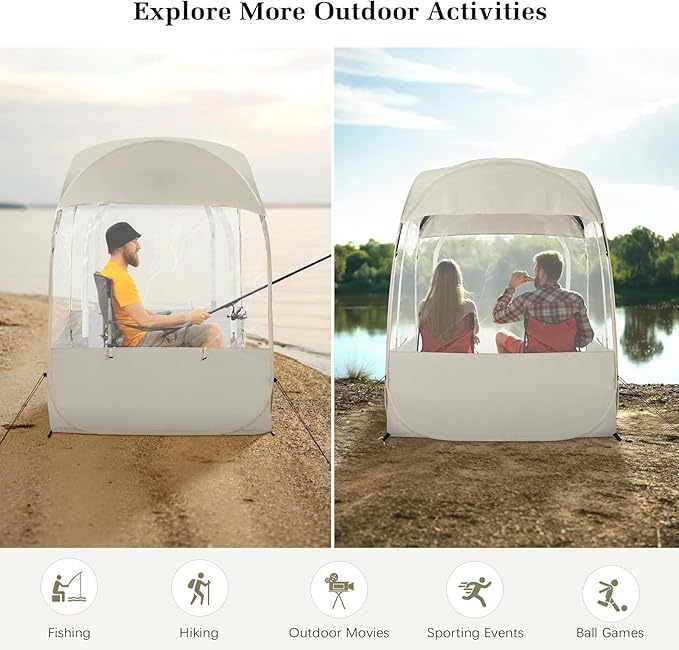 Sports Tent, Instant Weather Proof Clear View Bubble Tent with Carry Bag, Portable & Foldable Pop Up Tents Shelter for Watching Sports Events, Camping, Fishing