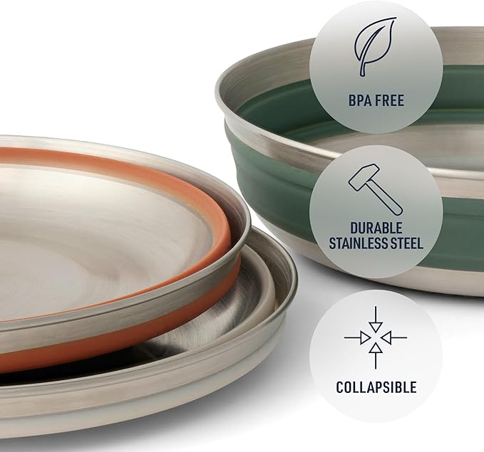 Sea to Summit Detour Stainless Steel Collapsible Bowl, Medium (22 fl oz), Beluga Black