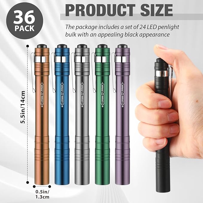 Mini Pen Flashlights Bulk LED Pen Lights Aluminum Pocket Flashlights with Clips Small Handheld Torches Gifts for Camping Hiking Emergency Outdoor