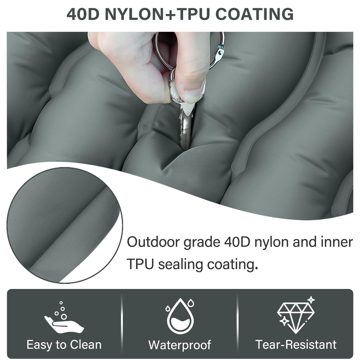 Camping Sleeping Pad, Ultralight Camping Mat with Pillow Built-in Foot Pump Inflatable Sleeping Pads Compact for Camping Backpacking Hiking Traveling - Orange