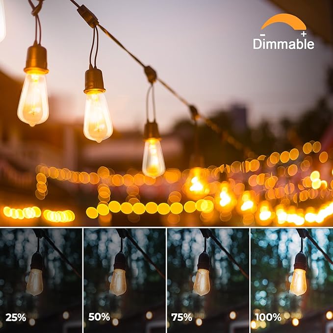 24 Pack LED ST38 Replacement Bulbs, 1 Watt E12 LED Bulb 2700K Warm White, Vintage Dimmable Shatterproof Bulbs for Indoor Outdoor Patio Garden String Lights, Dimmable