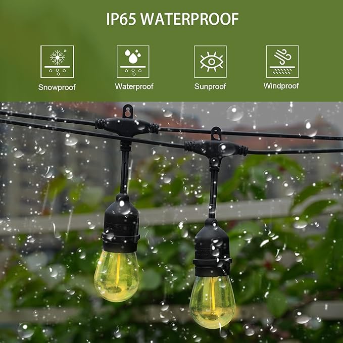 Solar String Lights with Remote Control, 50FT Dimmable Outdoor String Lights Waterproof, Patio Lights Solar Powered for Garden Backyard Camping Party