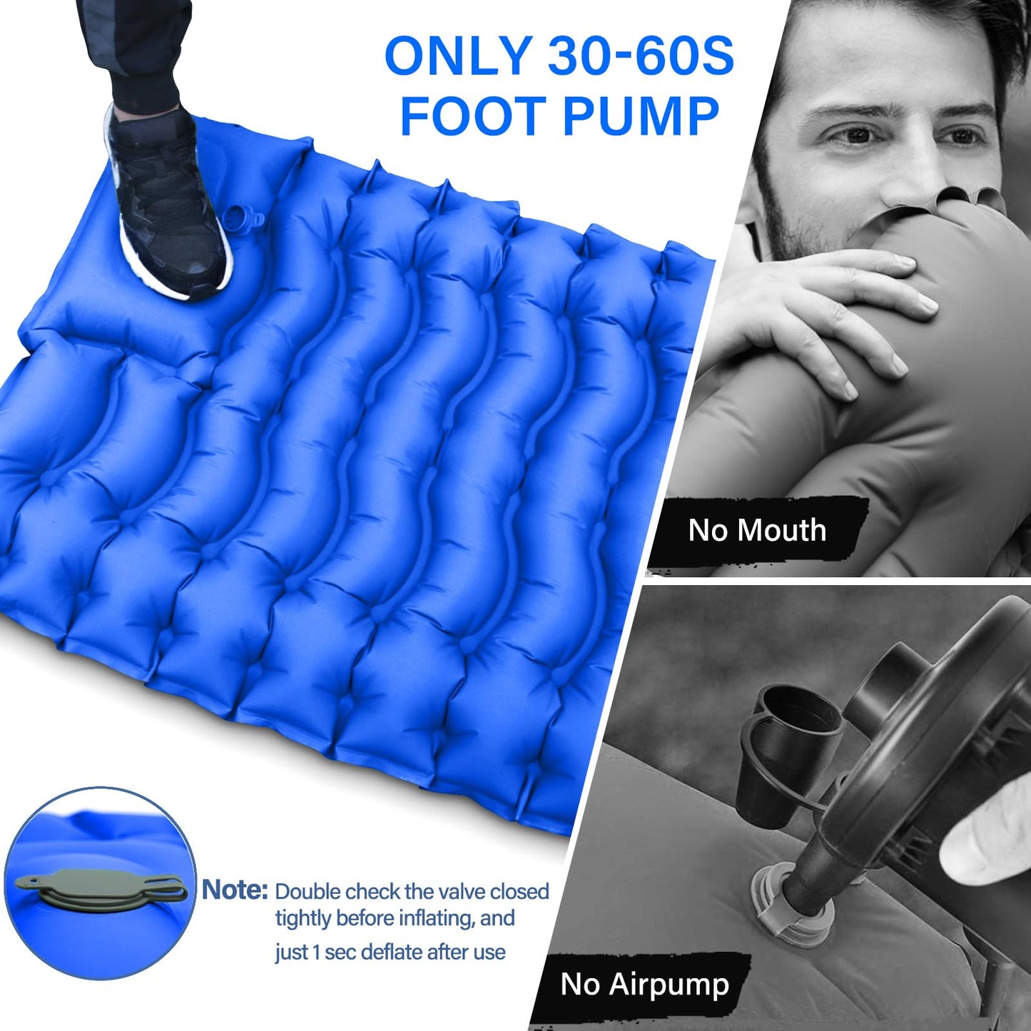 Camping Sleeping Pad, Ultralight Camping Mat with Pillow Built-in Foot Pump Inflatable Sleeping Pads Compact for Camping Backpacking Hiking Traveling - Orange