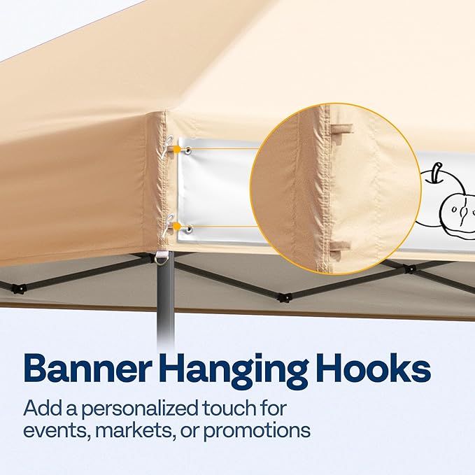 VIVOHOME 10x10ft Pop Up Canopy Tent One Push Setup Outdoor Portable Shelter Tent Heavy Duty with Wheel Carry Bag and 4 Sandbags, Beige