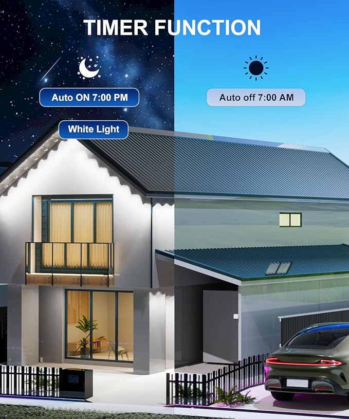 150Ft Permanent Outdoor Lights,Smart RGB Outdoor Lights with Remote APP Control, IP67 Waterproof Outside Light for House for Christmas, Halloween, Holiday, Party, Daily