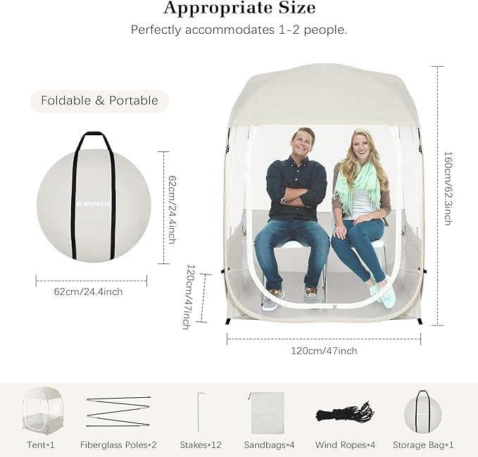 Sports Tent, Instant Weather Proof Clear View Bubble Tent with Carry Bag, Portable & Foldable Pop Up Tents Shelter for Watching Sports Events, Camping, Fishing