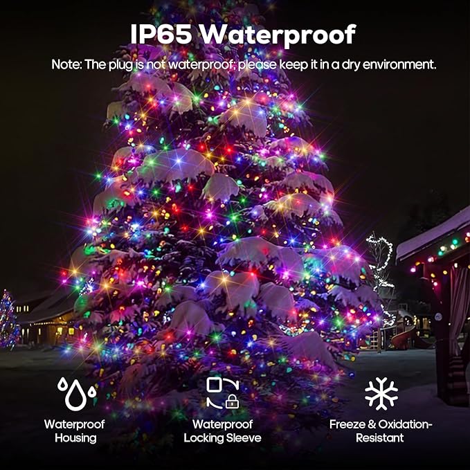 128FT 300 LED Christmas String Lights, Color Changing String Lights, Outdoor Waterproof Twinkle Lights, 11 Lighting Modes, Timing, Christmas Decoration-Multicolor to Warm White
