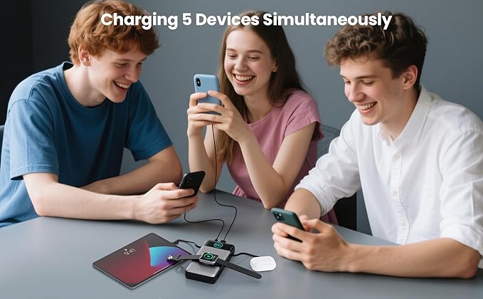 Portable Charger 40800mAh Power Bank with Built-in Cables,Wall Plug and iWatch Charger,6-in-1 QC4.0+25W PD USB C Fast Phone Charging,LCD Display Battery Pack for iPhone 16/15,Apple Watch,Galaxy-Pink