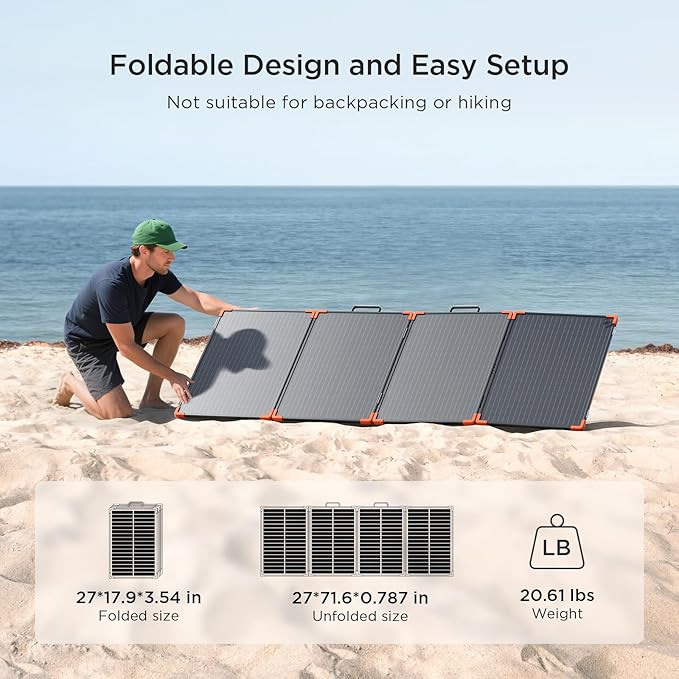 200 watt Portable Solar Panel with 20A PWM Controller,RV Essentials,19V Foldable Solar Charger for Power Station&12V Battery,23.5% High Efficiency IP68 Waterproof 4 Kickstands for Camping RV Road Trip