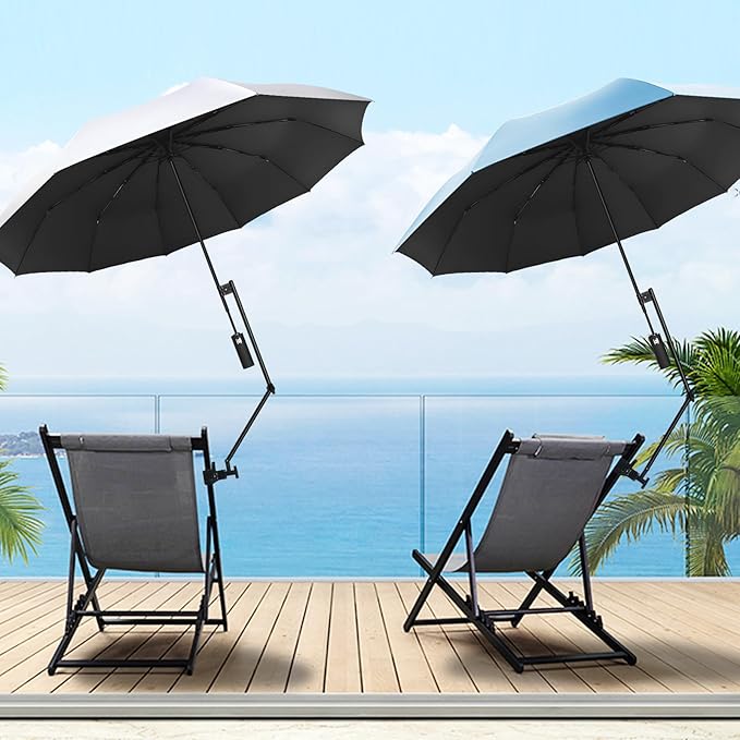 UPF 50+ Beach Umbrella with Adjustable Universal Clamp