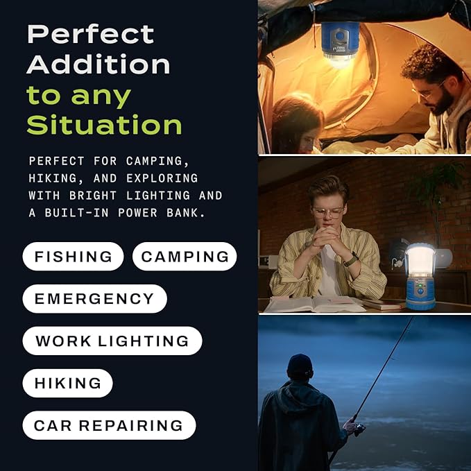 USB Rechargeable Camping Lantern, 400 Lumens LED Lantern, Hanging Tent Lamp, 6000mAh Power Bank, 200 Hour, 6 Modes, for Outdoors & Emergency