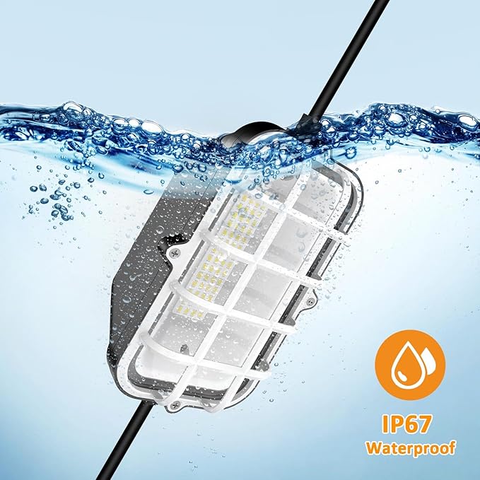 100ft LED Construction String Lights, 150W 15000LM Waterproof IP67 Led String Work Lights, Construction Temporary Lights (100ft-10lights).