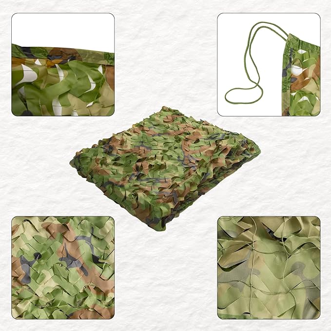 LOOGU Custom Woodland Camo Netting Camping Military Hunting Camouflage Net 6.5 x 10ft, 6.5 x 26ft, 10 x 10ft, 10 x 13ft, 10 x 16.5ft, 13 x 16.5ft, 16.5 x 20ft, 20 x 20ft