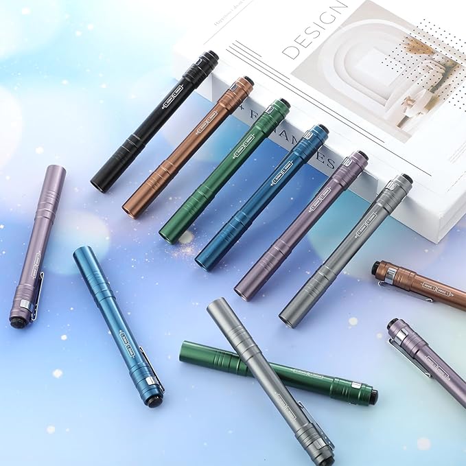 24 Pack Mini Pen Flashlights Bulk LED Pen Lights Aluminum Pocket Flashlights with Clips Small Handheld Torches Gifts for Camping Hiking Emergency Outdoor (Blue)