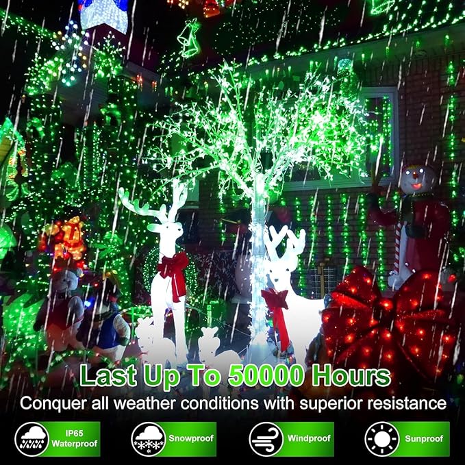 1500 LED 470FT Christmas String Lights Outdoor, 12 Pro Modes and Timer Memory & Brightness, Plug in Waterproof Clear Wire Twinkle Light for for Xmas Yard Tree Wedding Party Decor (Green)