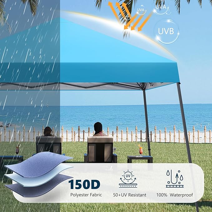MASTERCANOPY Portable Pop Up Canopy Tent with Large Base (10x10,Sky Blue)