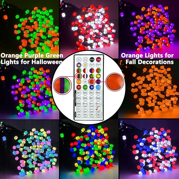 Smart Color Changing Halloween Lights, RGB LED String Lights with Remote & App Control & Timer, Music Sync Multiple Modes 66ft 200 LED Twinkle Christmas Tree Light Waterproof Indoor Outdoor Decor