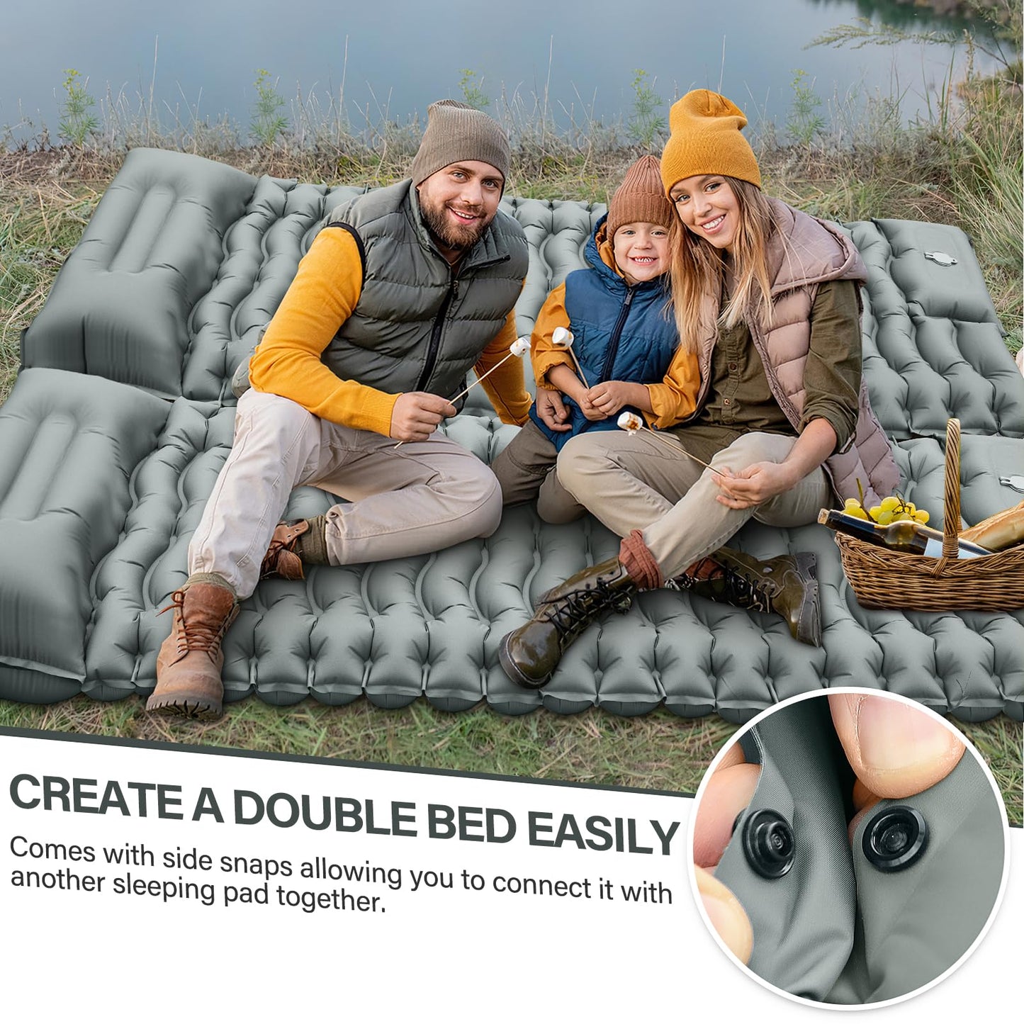 Camping Sleeping Pad, Ultralight Camping Mat with Pillow Built-in Foot Pump Inflatable Sleeping Pads Compact for Camping Backpacking Hiking Traveling - Orange