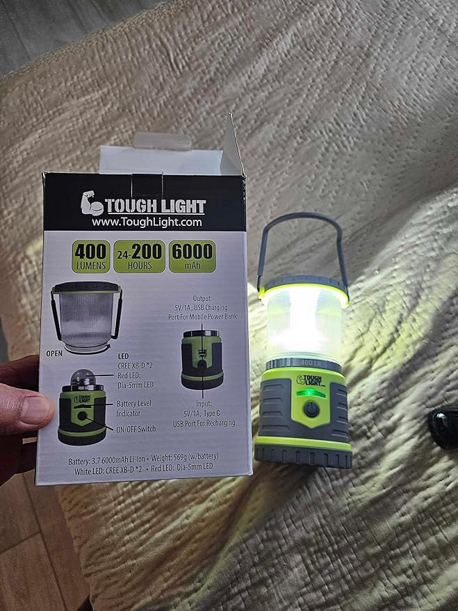 USB Rechargeable Camping Lantern, 400 Lumens LED Lantern, Hanging Tent Lamp, 6000mAh Power Bank, 200 Hour, 6 Modes, for Outdoors & Emergency