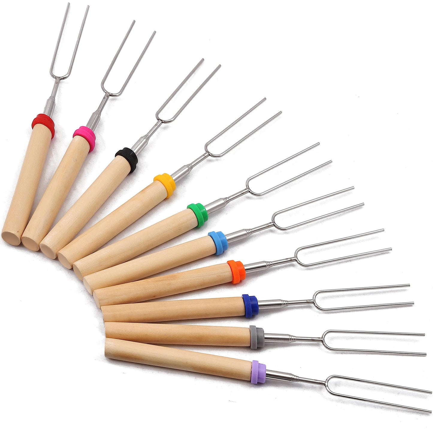 MalloMe Smores Sticks for Fire Pit Long - Marshmallow Roasting Sticks Smores Kit - Smore Skewers Hot Dog Fork Campfire Cooking Equipment, Camping Essentials S'mores Gear Outdoor Accessories 32" 5 Pack