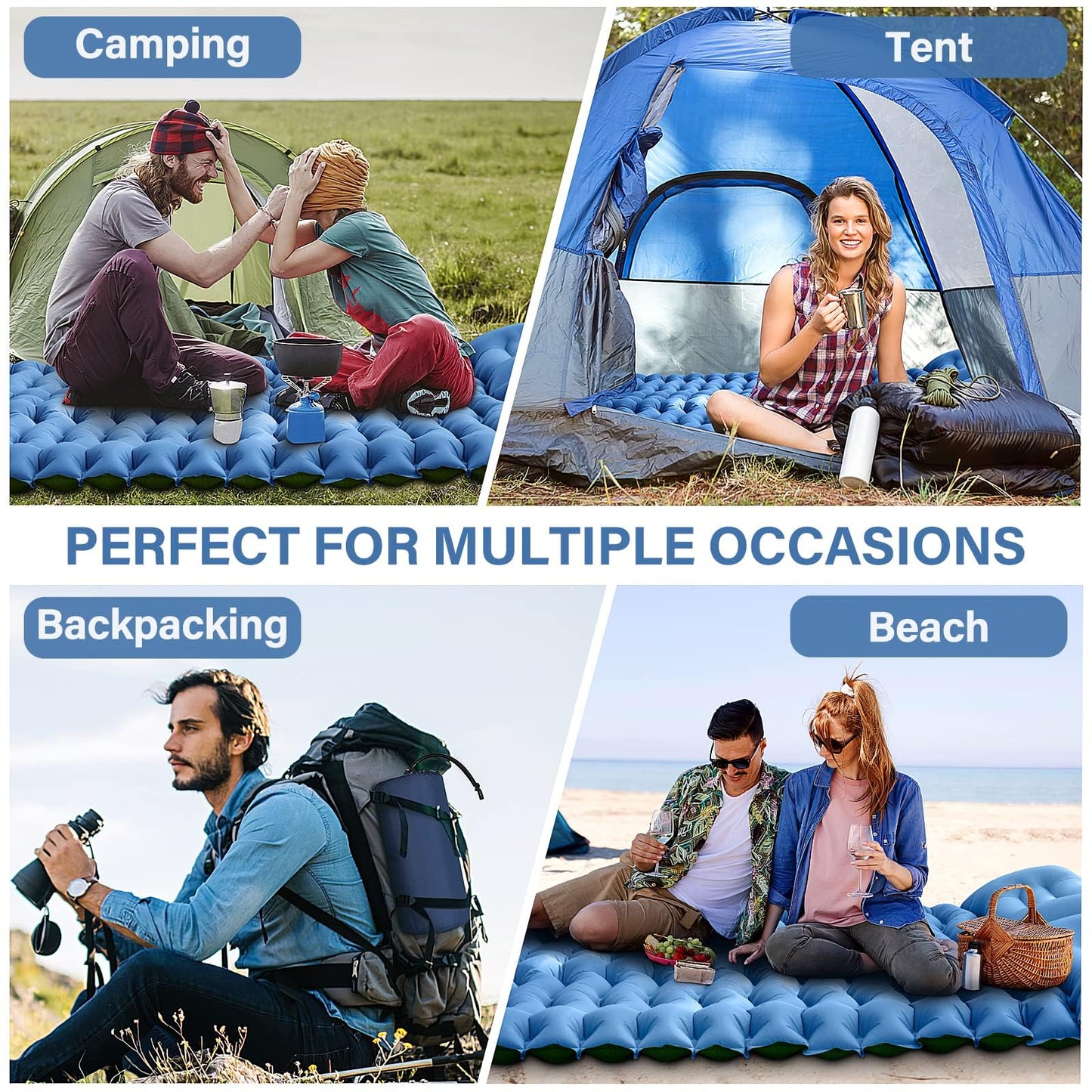Camping Sleeping Pad, Ultralight Camping Mat with Pillow Built-in Foot Pump Inflatable Sleeping Pads Compact for Camping Backpacking Hiking Traveling - Orange