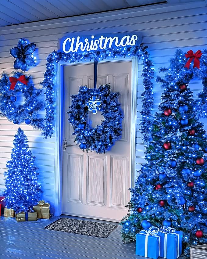 355FT 900 LED Christmas Lights, Extra Long Outdoor String Lights Waterproof, Timer & Memory, 8 Modes Dimmable Plug in Fairy Lights for Outside Tree Wedding Patry Holiday Decorations, Blue