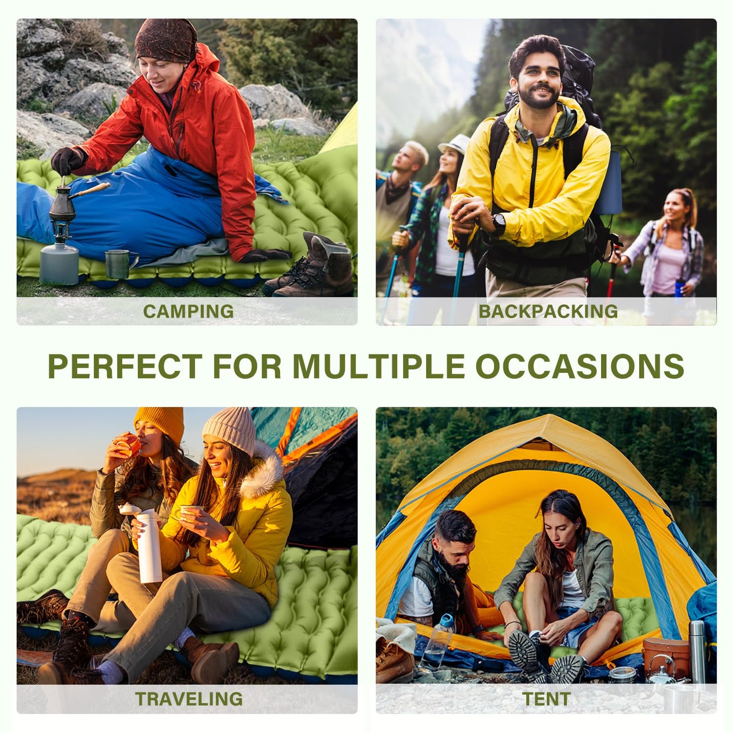Camping Sleeping Pad, Ultralight Camping Mat with Pillow Built-in Foot Pump Inflatable Sleeping Pads Compact for Camping Backpacking Hiking Traveling - Orange