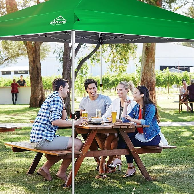 Pop up Canopy Tent,10x10 Instant Outdoor Canopy for Parties with Wheeled Bag(Green)