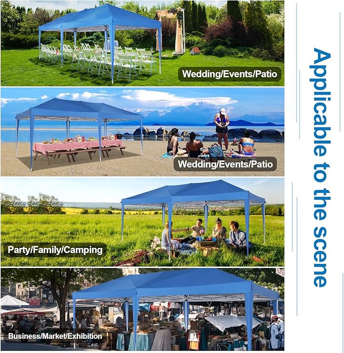COBIZI Canopy 10x20 Pop Up Canopy Tent with 6 Sidewalls Easy Pop Up Tent 10x20 Waterproof Commercial Instant Shelter UPF 50+ Portable Gazebo Wedding Tents for Parties Carport Vender Events