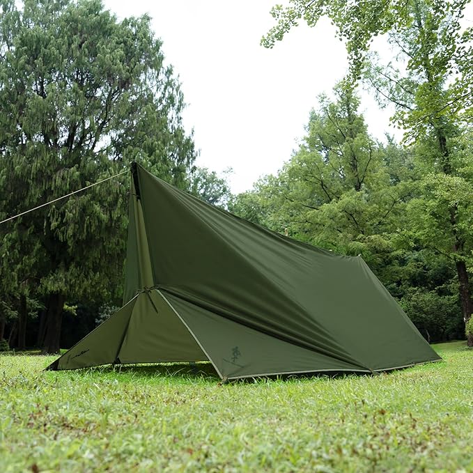 FREE SOLDIER Camping Tarp Waterproof Portable Multifunctional Outdoor Camping Traveling Awning Backpacking Shelter Rain Tarp (Dark Green 10×13ft)