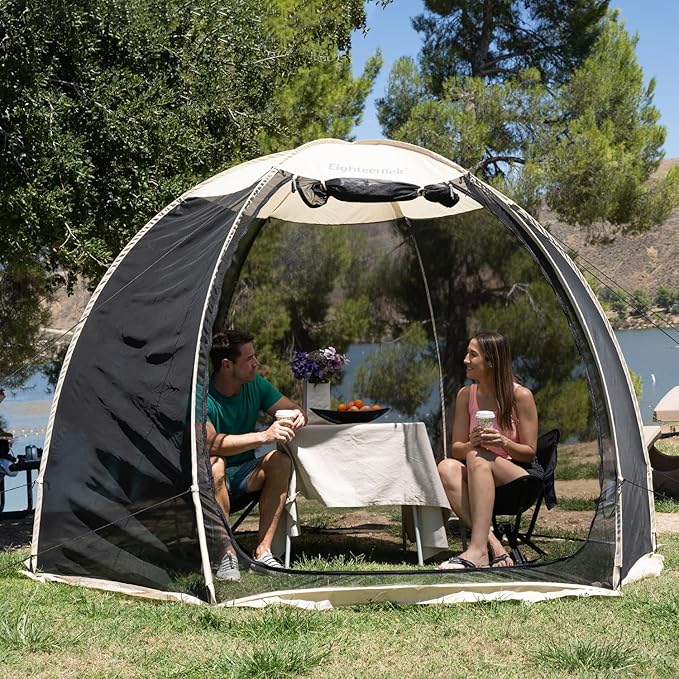 EighteenTek Screen House Gazebo, 2-4-6 Person Pop Up Screen Tent, Instant Screen Room with Carry Bag, Outdoor Mosquito Tent, Sun Shade Shelter for Patio, Garden, Backyard, Deck & Outdoor Activities