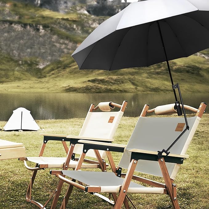 UPF 50+ Beach Umbrella with Adjustable Universal Clamp