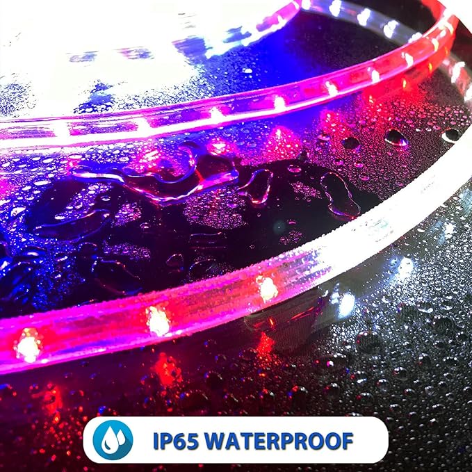 100Feet 1080bulbs LED Rope Lights 120V Waterproof for Indoor Outdoor use IP65 for Party,Camping,Backyard,Fence,Stairs,Pond,X'Mas Decoration,Patriot,Independence Day,4th of July (Red White Bule)