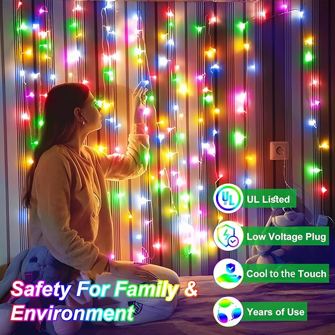 1500 LED 502FT Christmas String Lights Outdoor, Christmas Light with 8 Lighting Modes& Timer & Memory, Plug in Outdoor Waterproof Clear Wire Twinkle Light for for Xmas Yard Tree Party Decor Multicolor